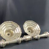 Pair of 18th century Regency candlesticks in silvered bronze