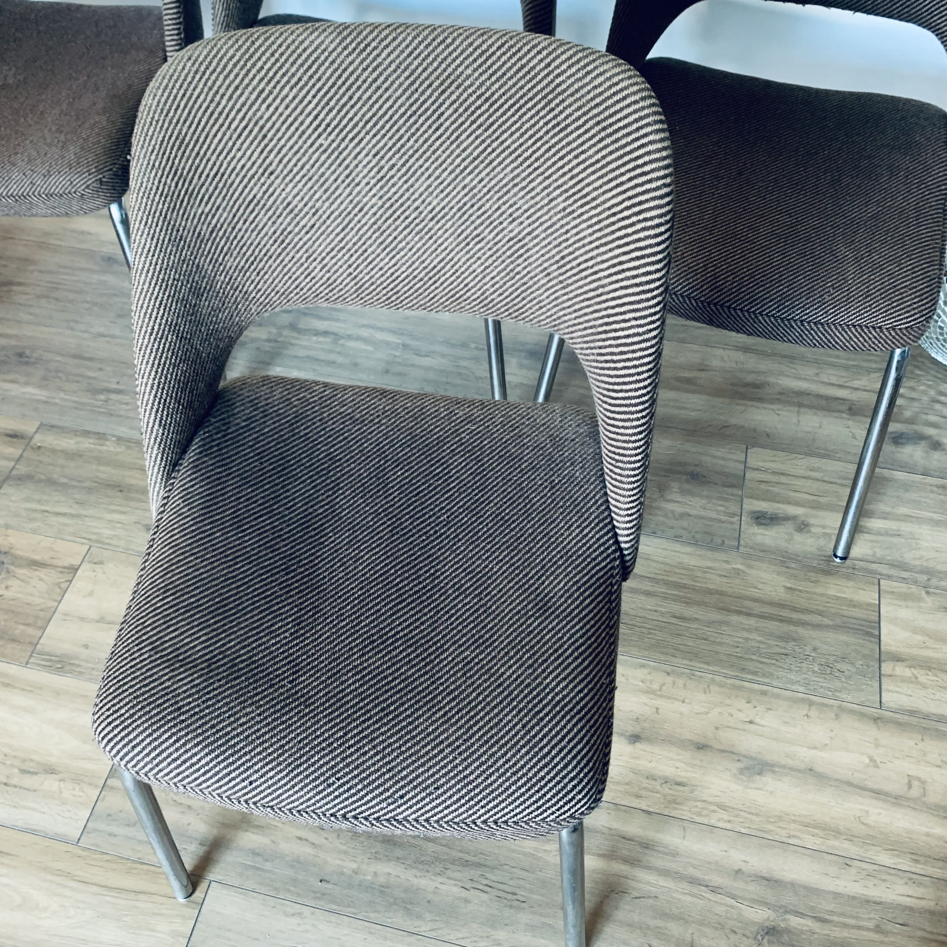 4 fabric and metal chairs