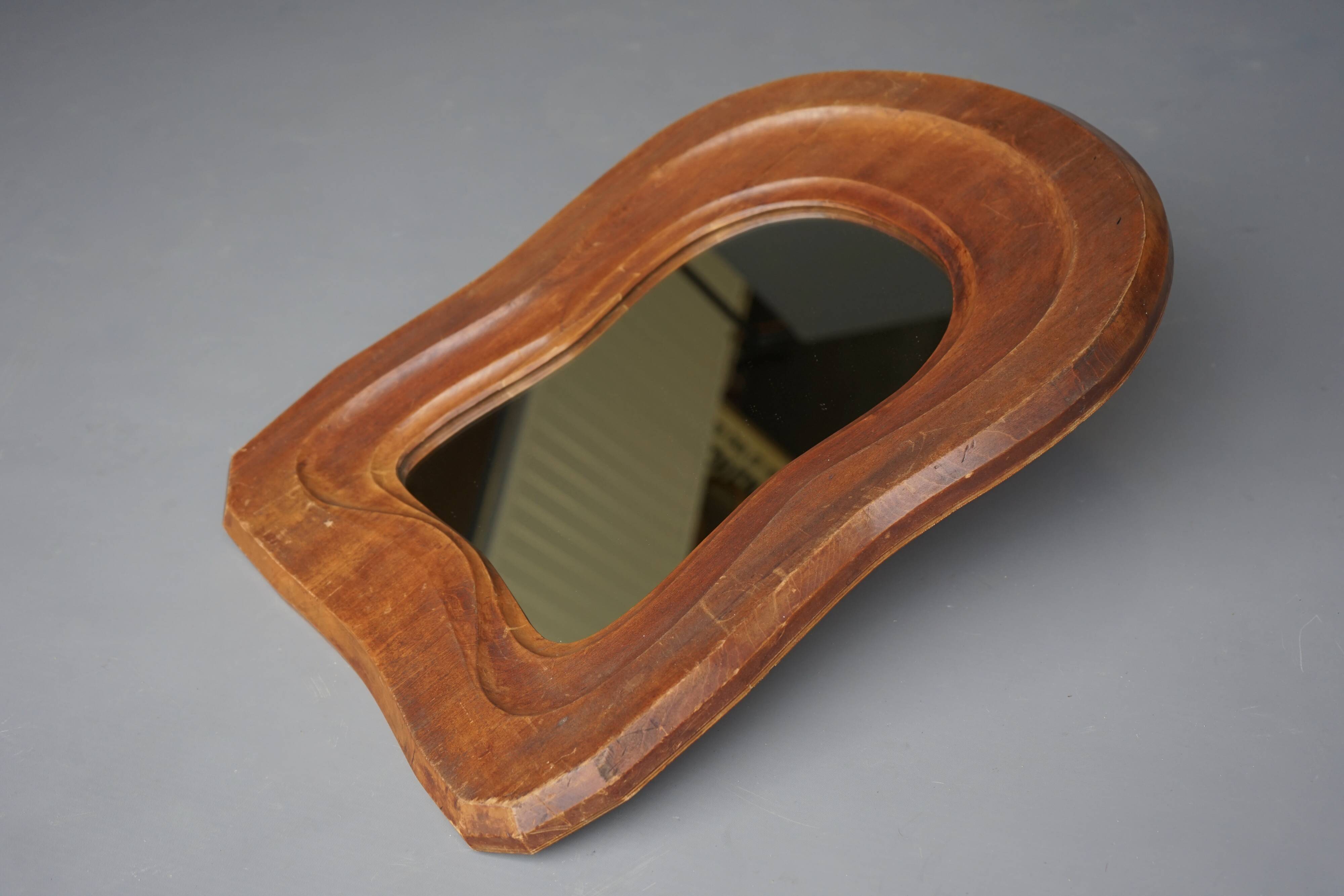Mid-Century Anthroposophical wooden mirror, 1950s