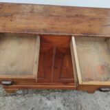 Old Parisian buffet in rustic oak 2 drawers 2 doors vintage country storage unit
