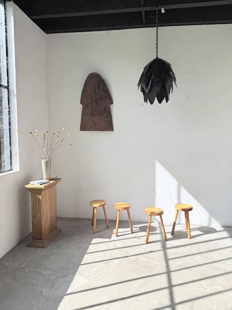 Brutalist suspension Jansen metal welded flower