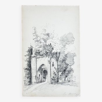 Landscape drawing: le viviers - the ruined tower - 49