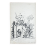 Landscape drawing: le viviers - the ruined tower - 49