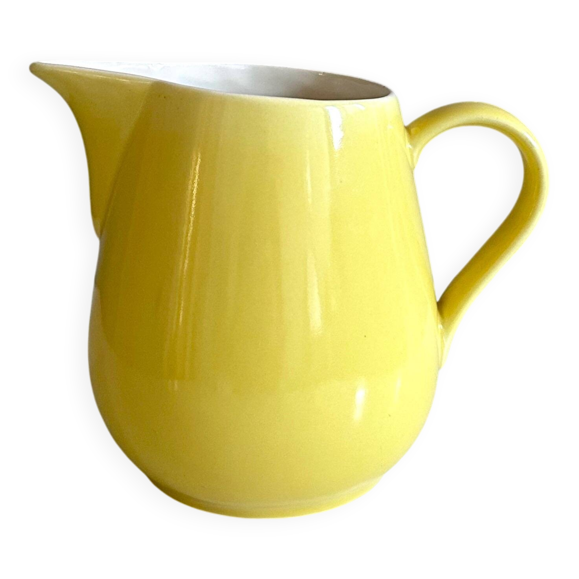Large vintage ceramic jug pastel yellow, waku germany