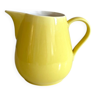 Large vintage ceramic jug pastel yellow, waku germany