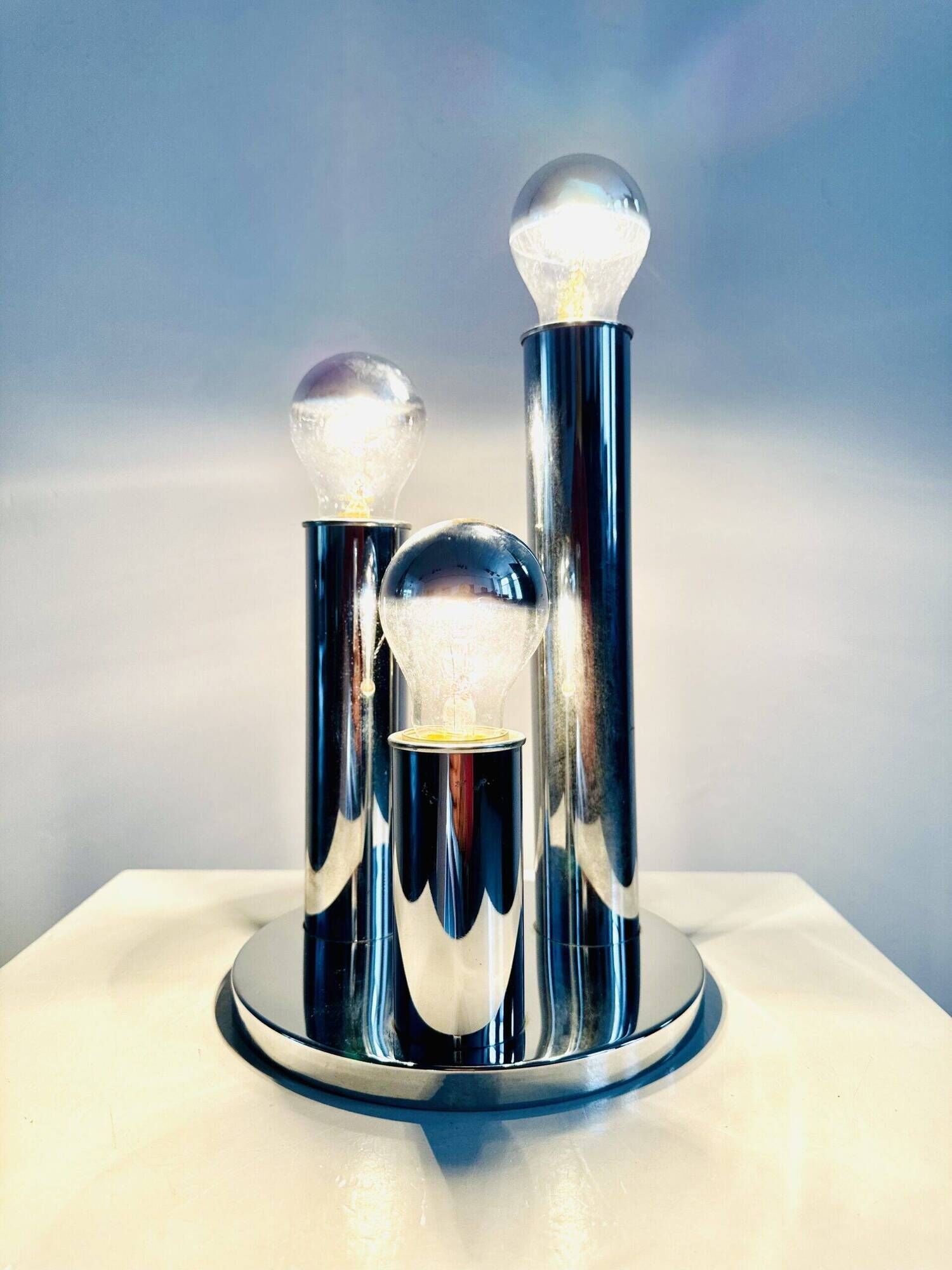 Model V3300/03 Tubular Chromed Table Lamp By Hustadt Leuchten, Germany 1970S