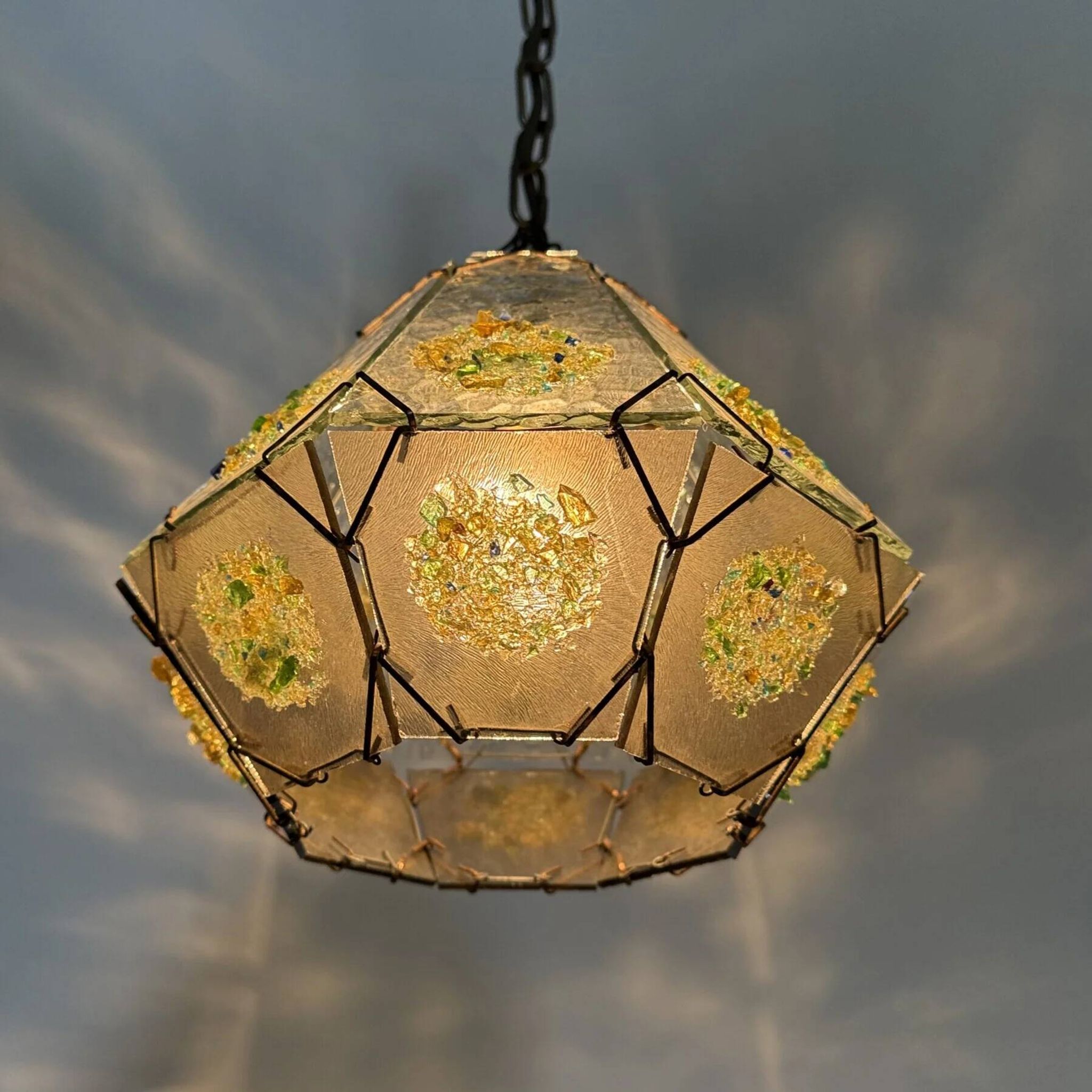 Suspension en verre brutaliste, années 1970