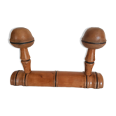 Porte-manteaux en bois style bambou 2 têtes vintage , années 50/60, vestiaire, patère