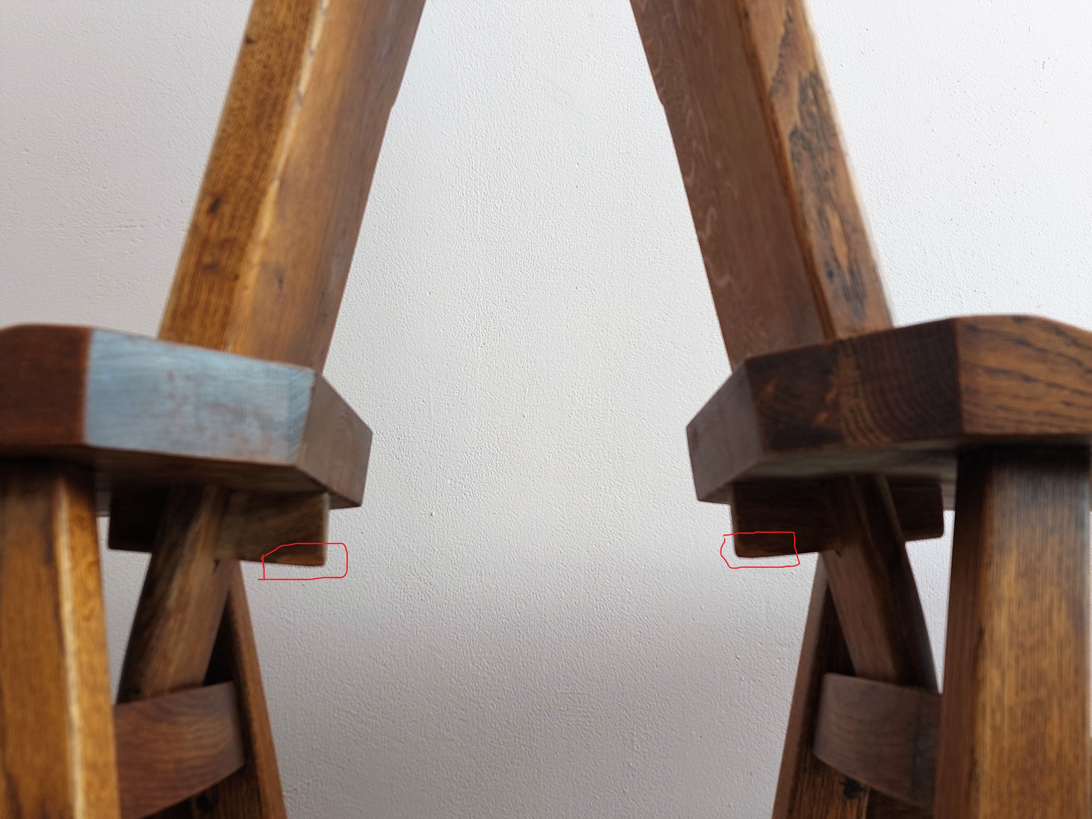 Set of 4 Belgian Brutalist Oak Dining Chairs.