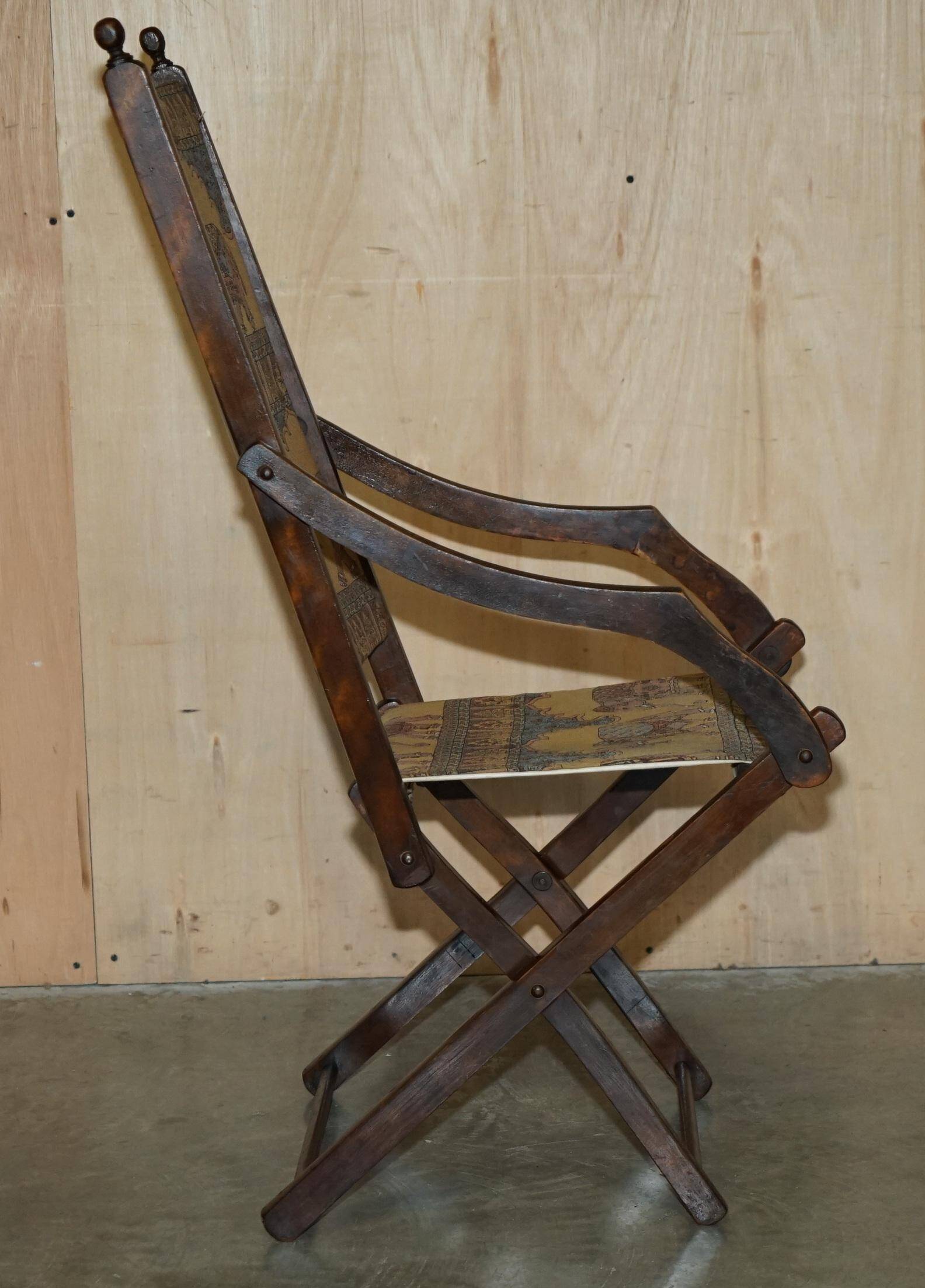 Antique Indo-Anglo elephant folding military chair circa 1890