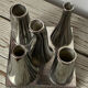 Asymmetrical multitube vase on a base, in silvered ceramic, 1970.