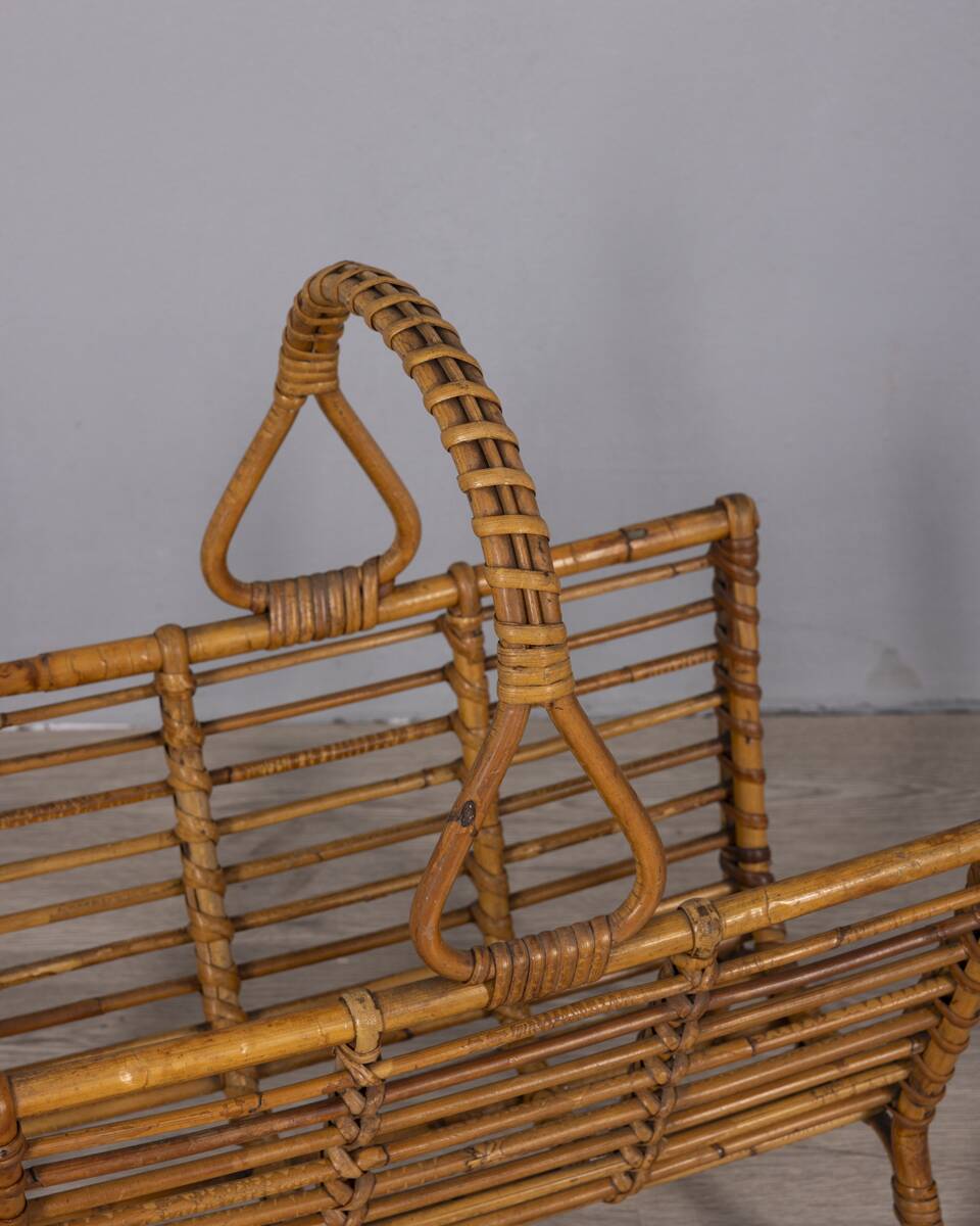 Vintage 1960s Italian design bamboo magazine rack