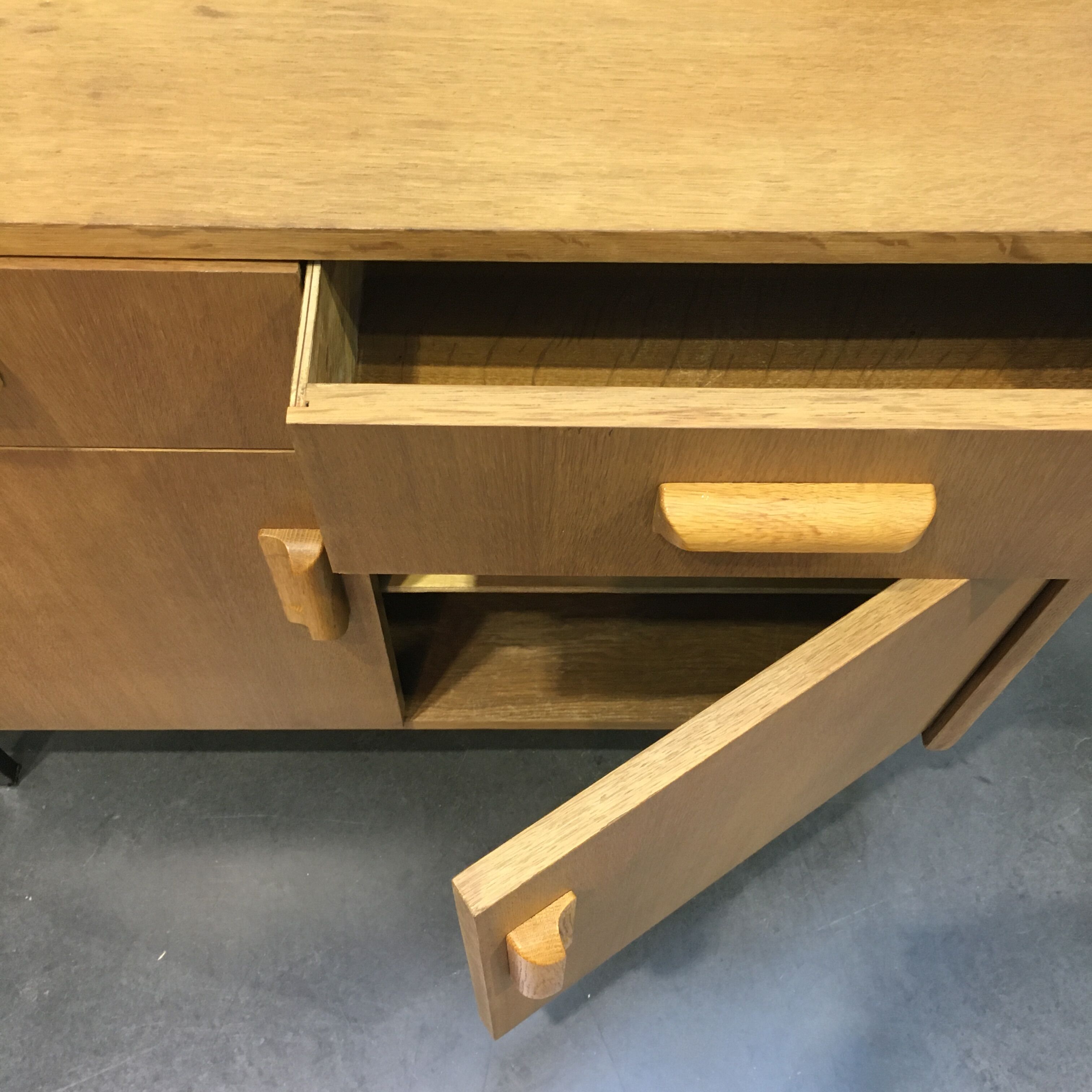 60s oak storage cabinet