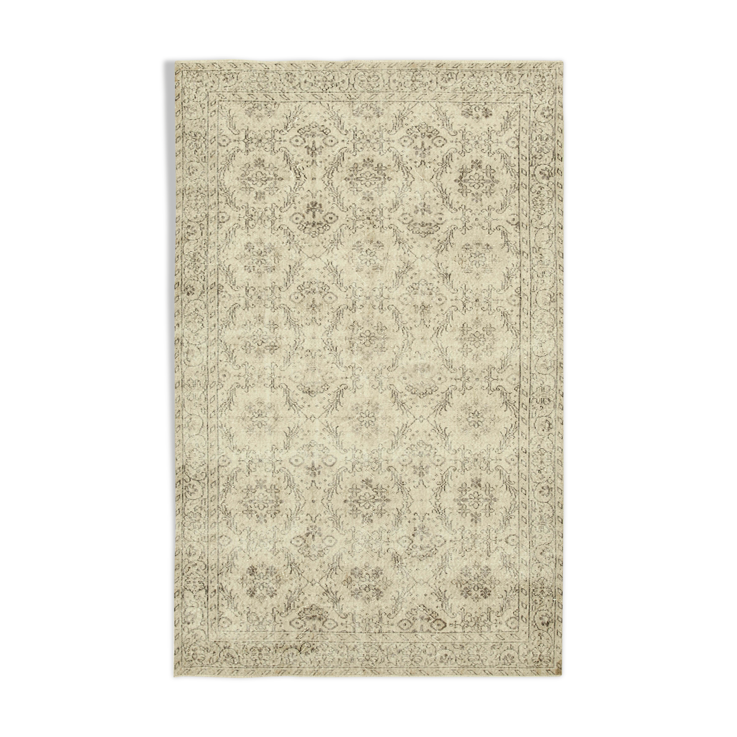 Handwoven vintage anatolian beige rug 186 cm x 290 cm - 38891
