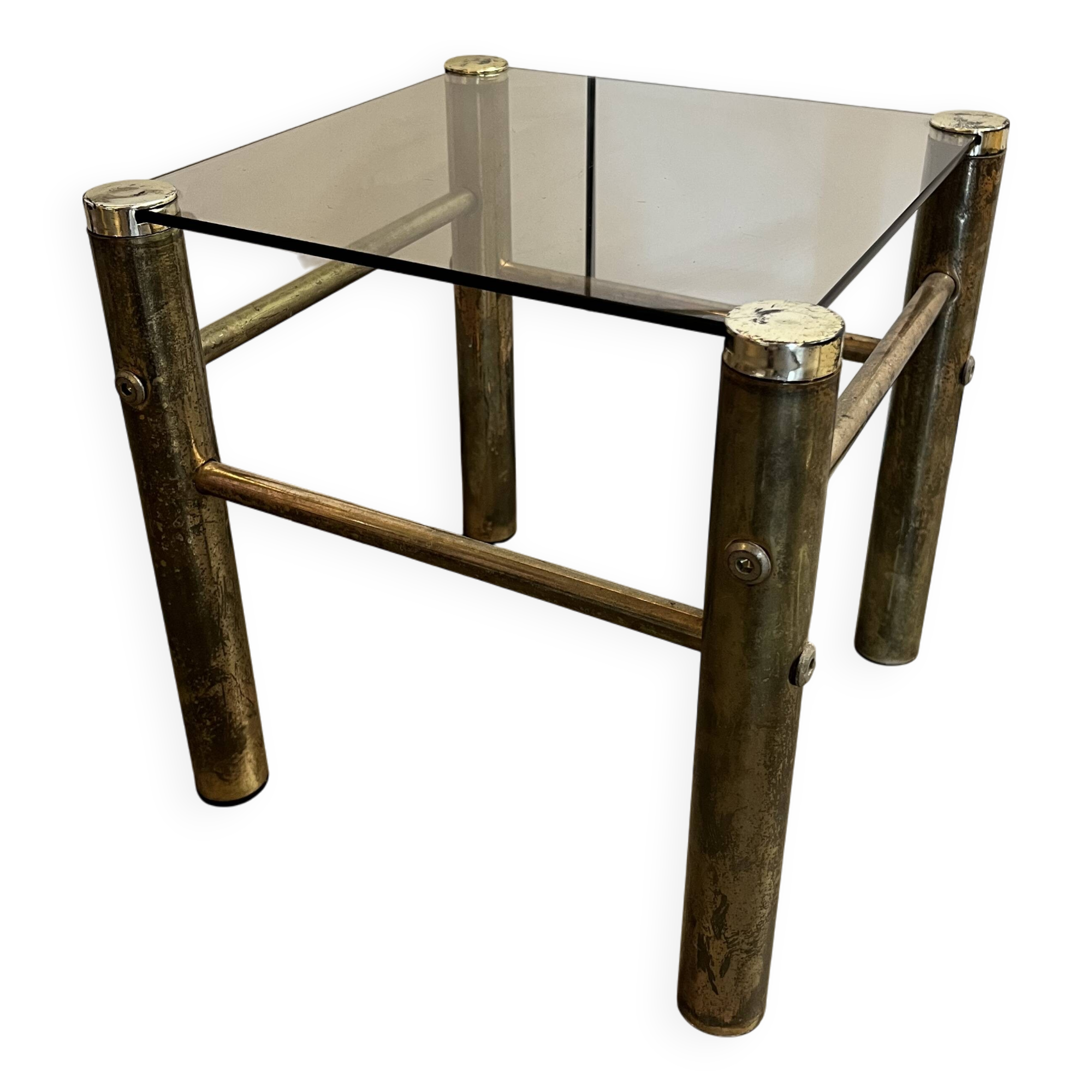 Table basse vintage en métal doré