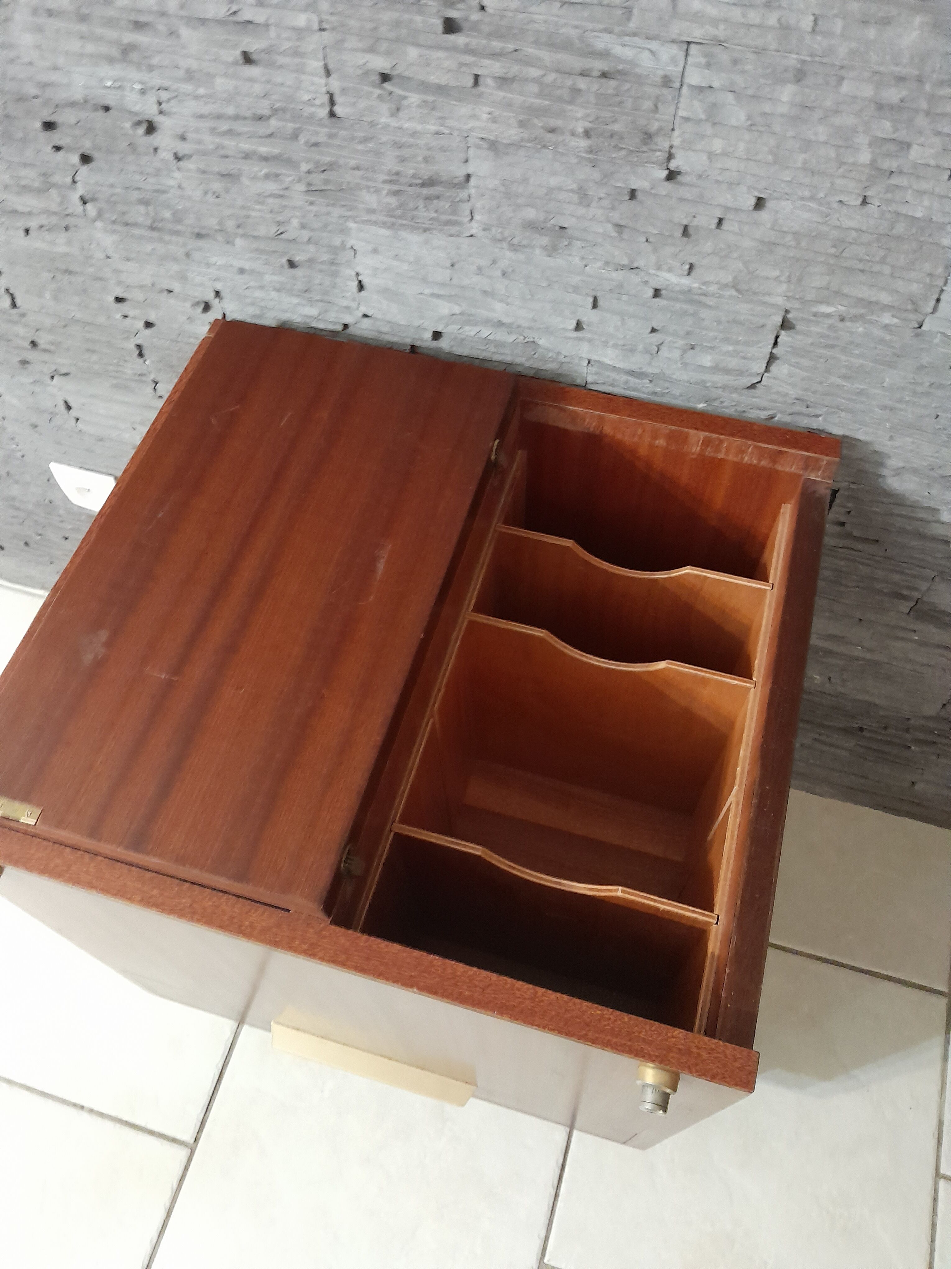 Furniture of trade store back desk teak vintage box doctor