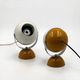 Paire de lampes eyeball Space Age métal blanc moutarde chrome Italie 1960s