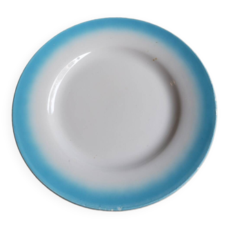 Assiette plate bord bleu Digoin et Sarreguemines