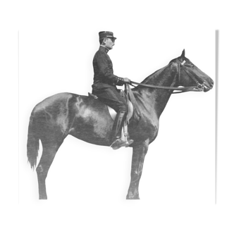Silver photo baryta paper black and white ilford 310g military on horseback 1900 40x60cm