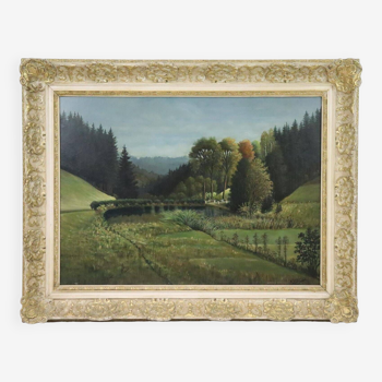 Tableau signé paysage peinture huile