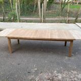 Renovated extendable farmhouse dining table in solid oak from the 19th century, 250-350.