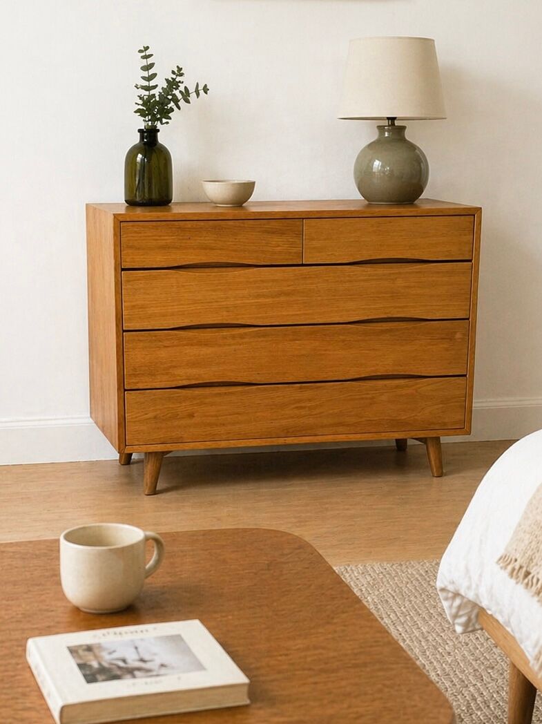 Scandinavian design chest of drawers in light teak – attributed to Arne Vodder – year