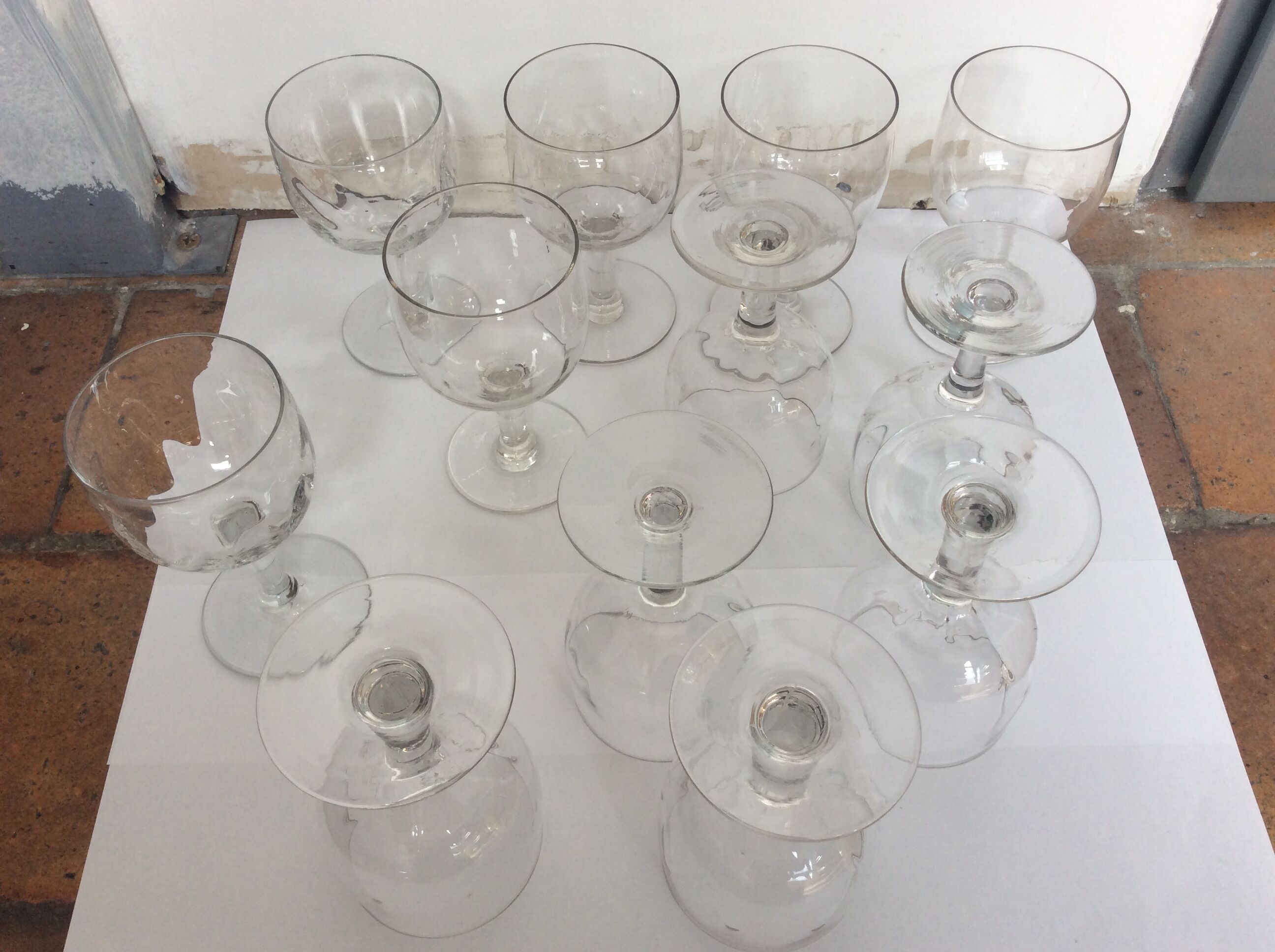 12 vintage foot glasses