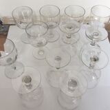 12 vintage foot glasses