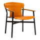 Maërl armchair, Galathée model, natural leather, solid wood armrests of your choice