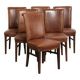 Set of 6 sheepskin dining chairs in a cognac colour with a lovely patina