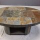 Vintage oval brutalist coffee table, 1970s