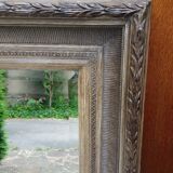 Patinated wall mirror gray with beveled ice, 80 x 70 cm