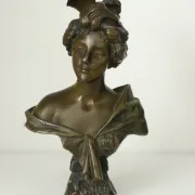 French Art Nouveau bronze bust 'Carmen' by Emmanuel Villanis – circa 1900