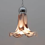 AVMazzega Mid-Century Modern Italian Murano Glass and Steel Pendant, 1970s