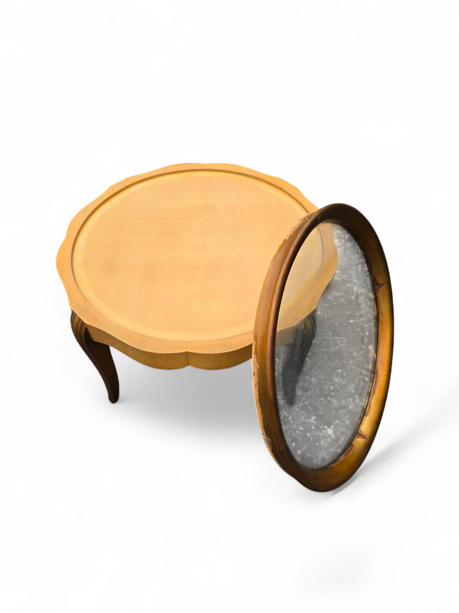 Louis XV round coffee table with removable glass top