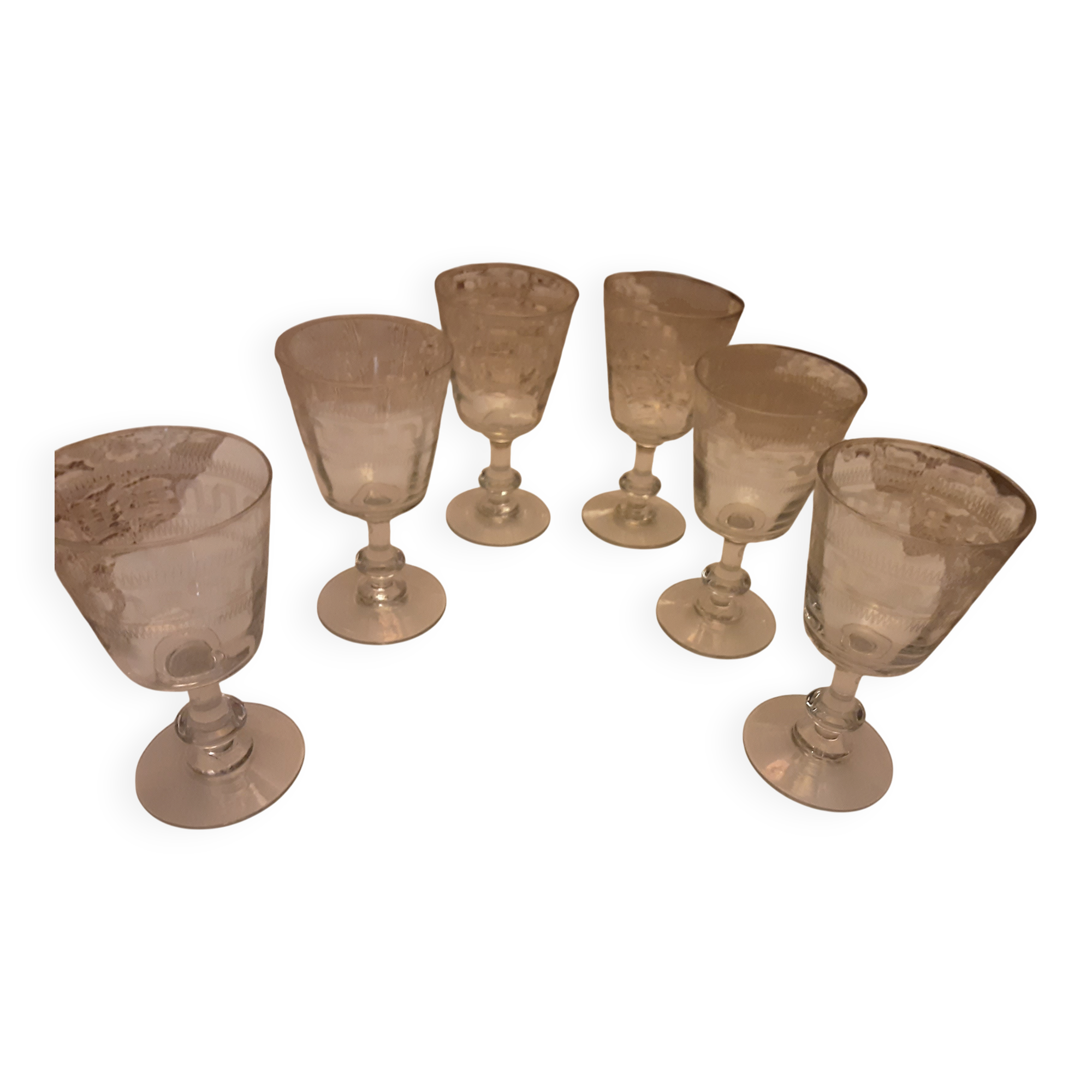 6 antique water glasses cut glass