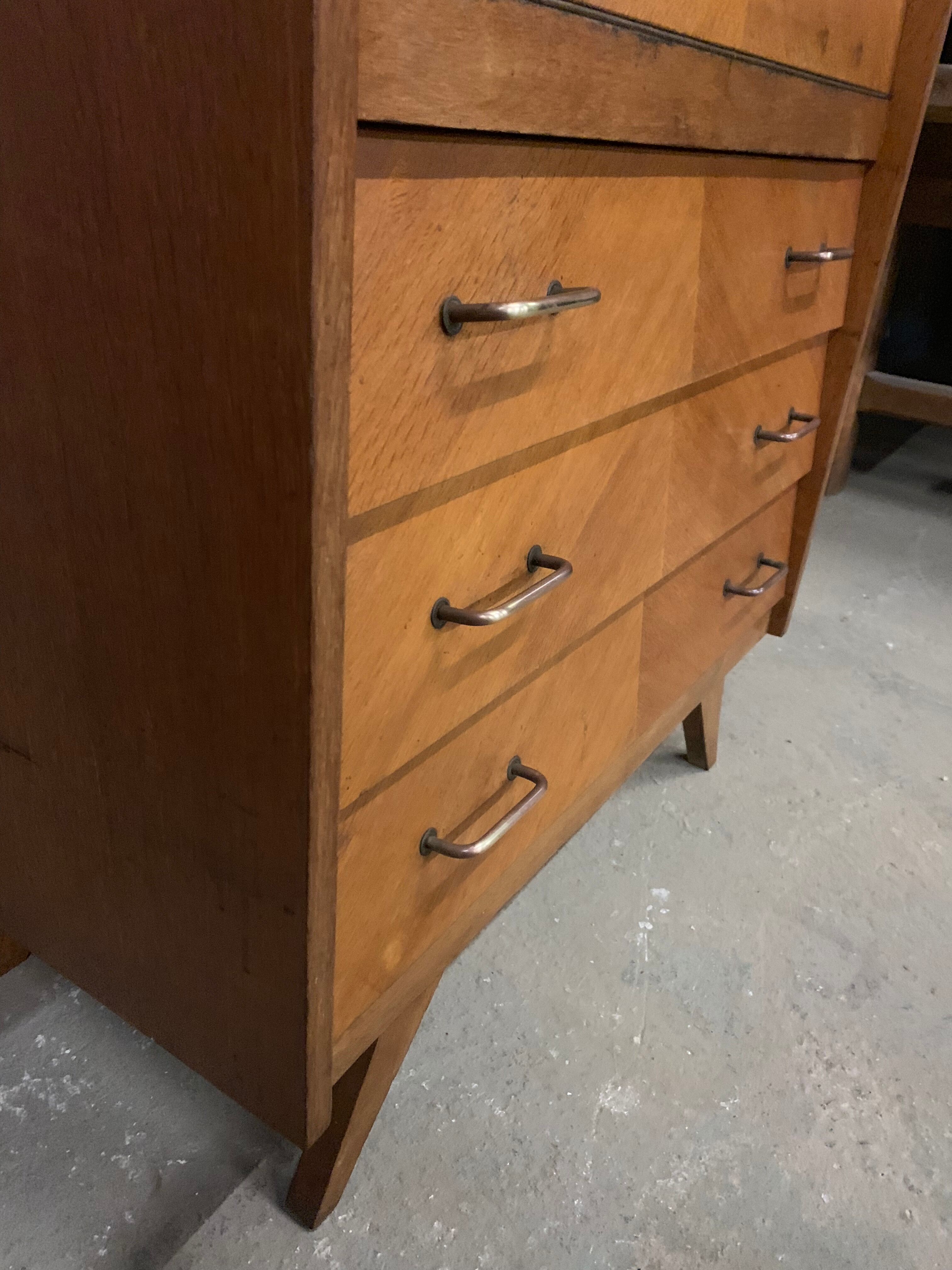 Secretary vintage oak compass feet, 1960s