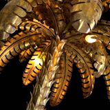 "jansen" style lamp in the shape of a palm tree in golden metal, 181 cm tall