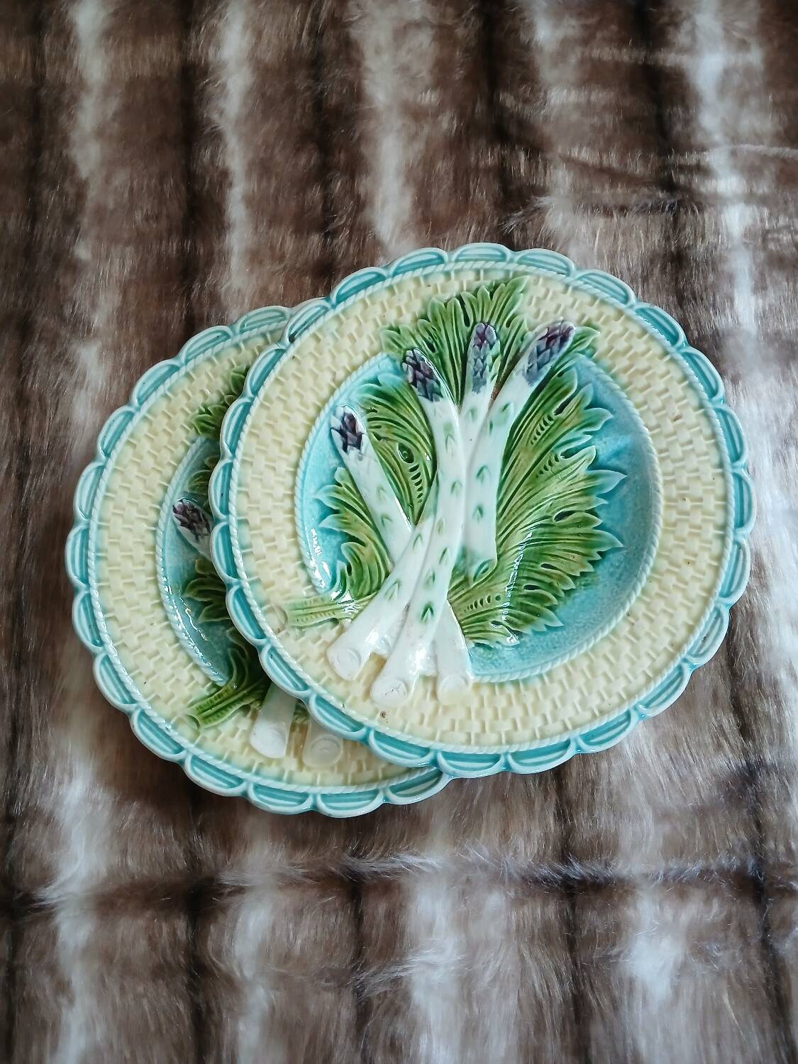 2 antique barbotine plates from Salins