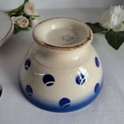 Antique Lunéville earthenware bowl KG with blue polka dots
