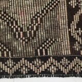 5x9 Cream Brown Handmade Kilim Rug, 151x286Cm