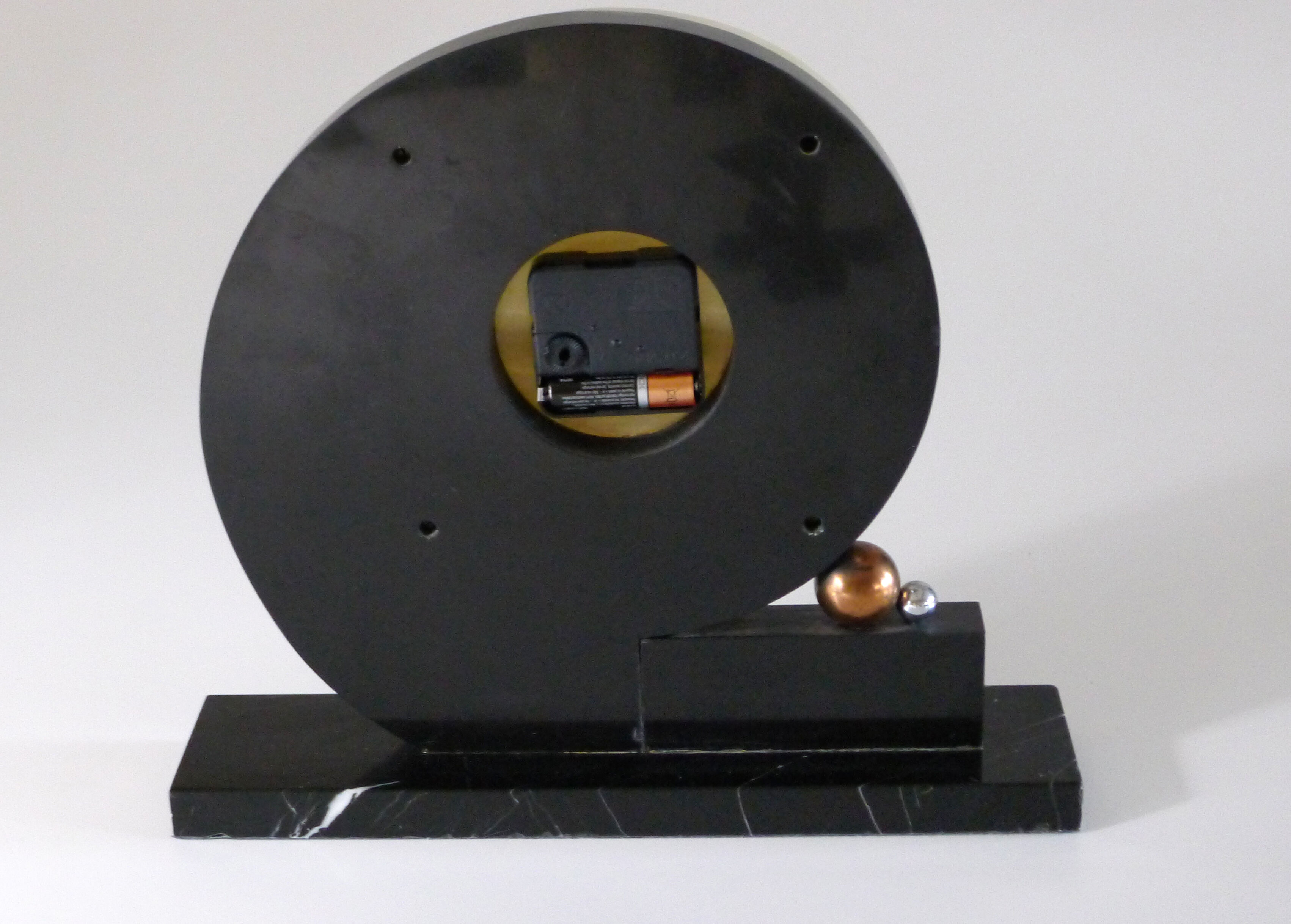 Art deco clock greyhound, marble and copper