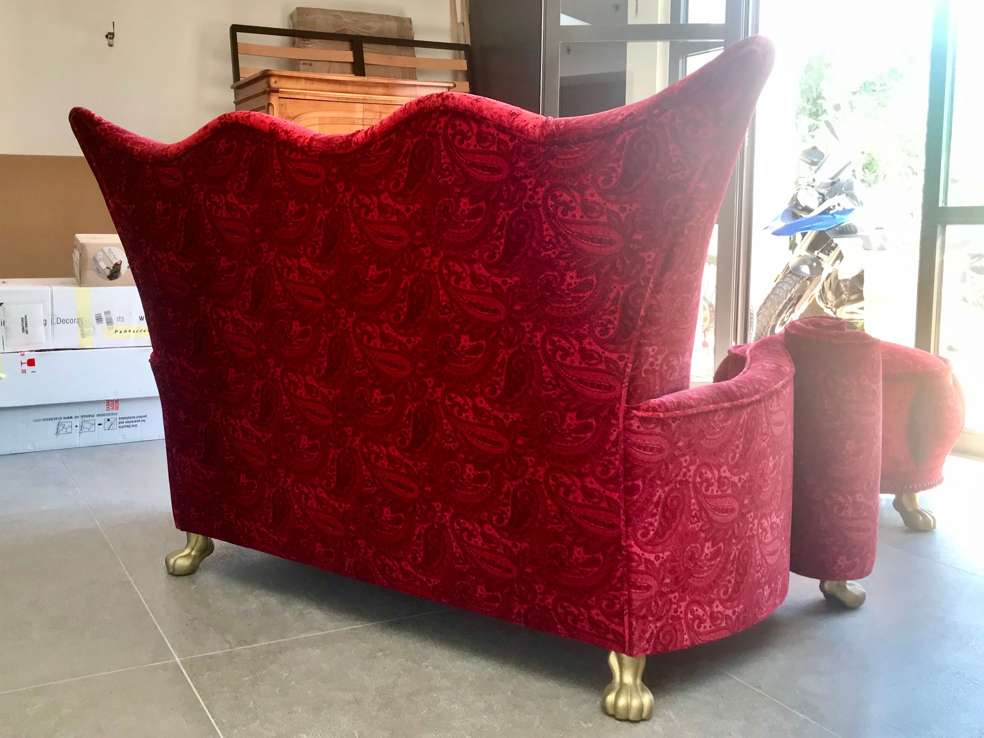 2-seater bretz lucky sofa with matching pouf