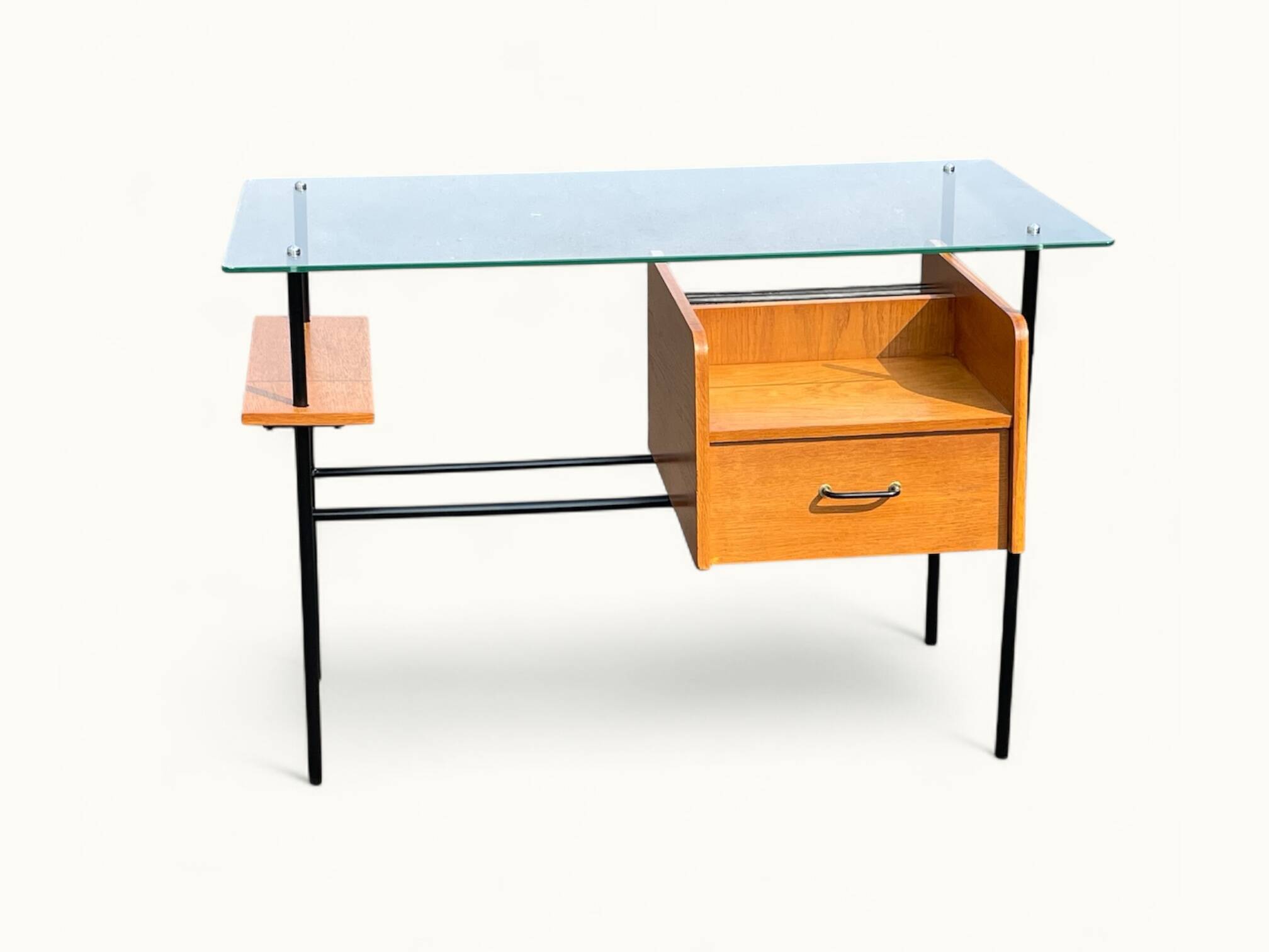 Modernist office – Azzano Frères – designed by Jacques Hitier – Oak, glass and felt