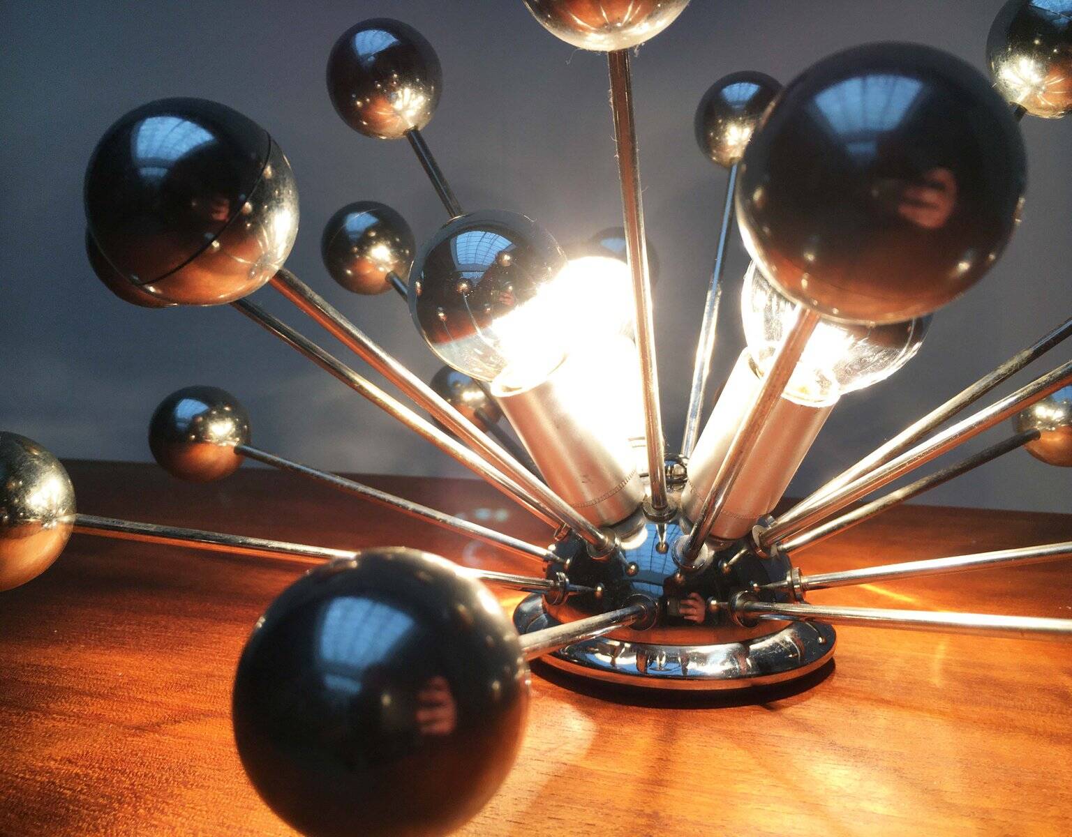 German atomic table lamp from the mid-century space age by Cosack.