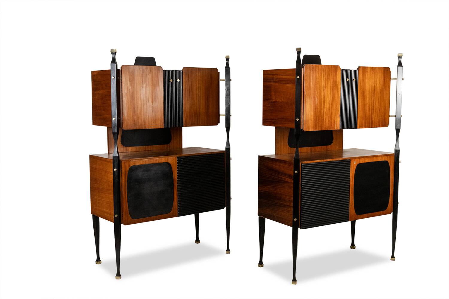 Pair of Italian cabinets in teak veneer. 1960s.
