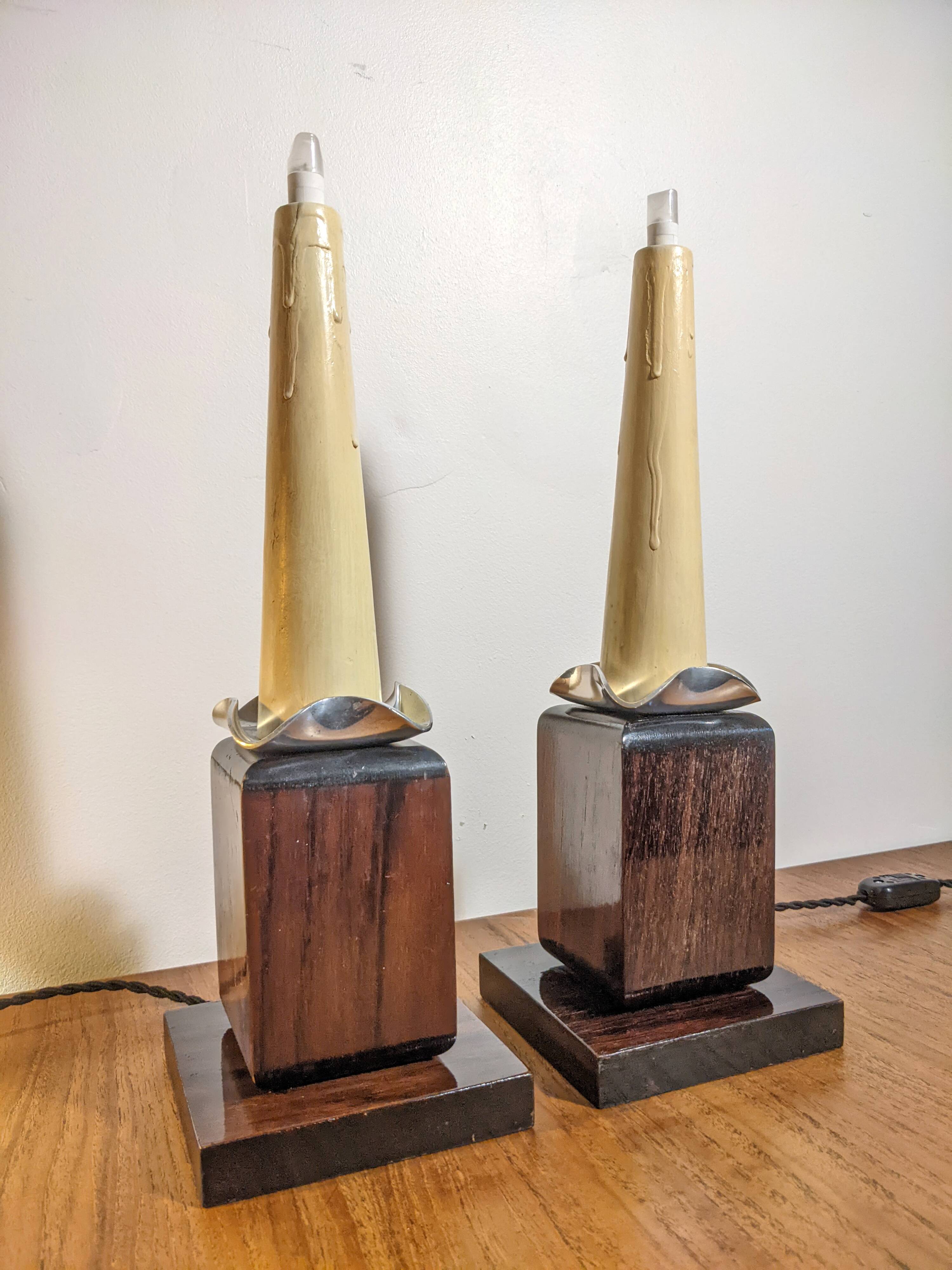 Two Art Deco night lights by Louis Prodhon 1930