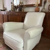Vintage club chair in cream white leather