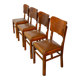 Set of 4 wood and vinyl bistro chairs 1930