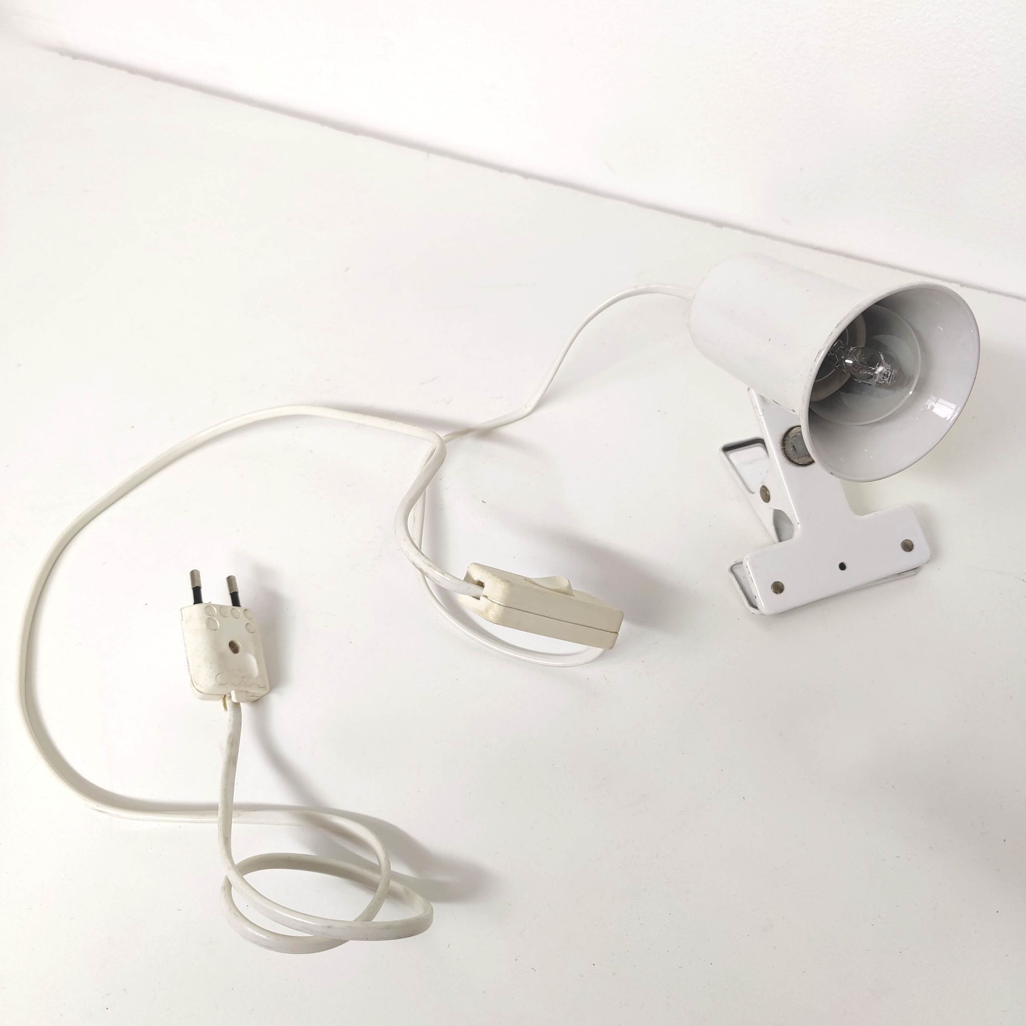 Spot lamp with clip Lita metal white 70s